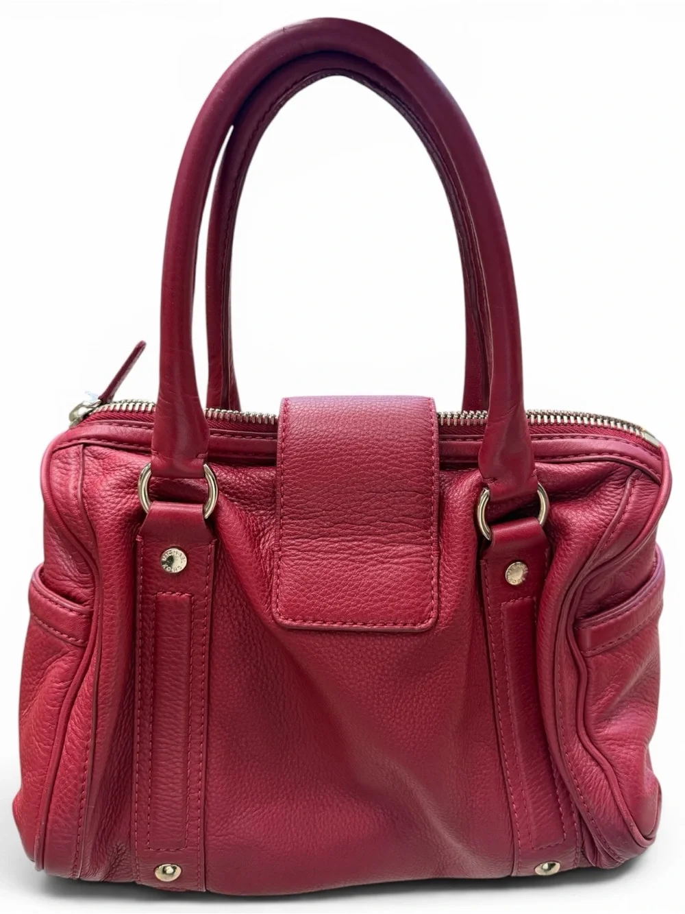 Michael Kors Red Leather Satchel with Gold Hardware